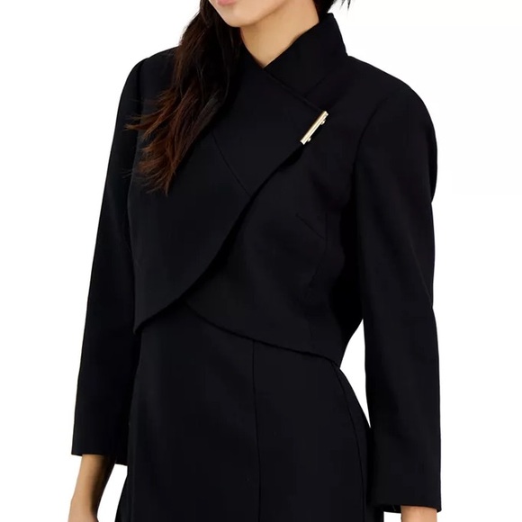 Tahari ASL Black Side Bar Crop Blazer - Picture 1 of 8